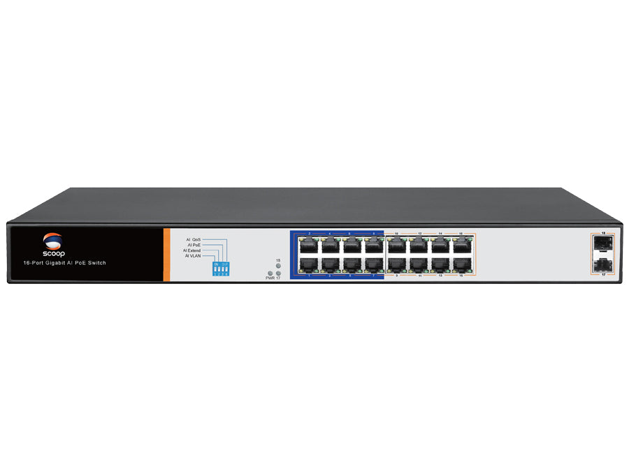 16 Port Gigabit PoE 150W 2SFP Switch