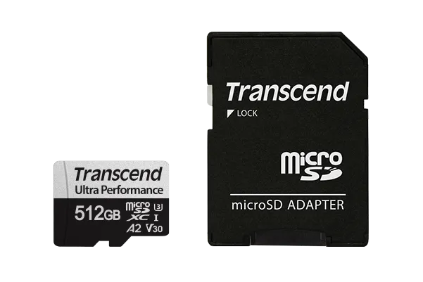 TRANSCEND 340S 512GB ULTRA PERFROMANCE MICRO SD UHS-I U3 V30 A2 CLASS10 - READ 160 MB/S - WRITE 125MB/S - WITH SD ADPTOR