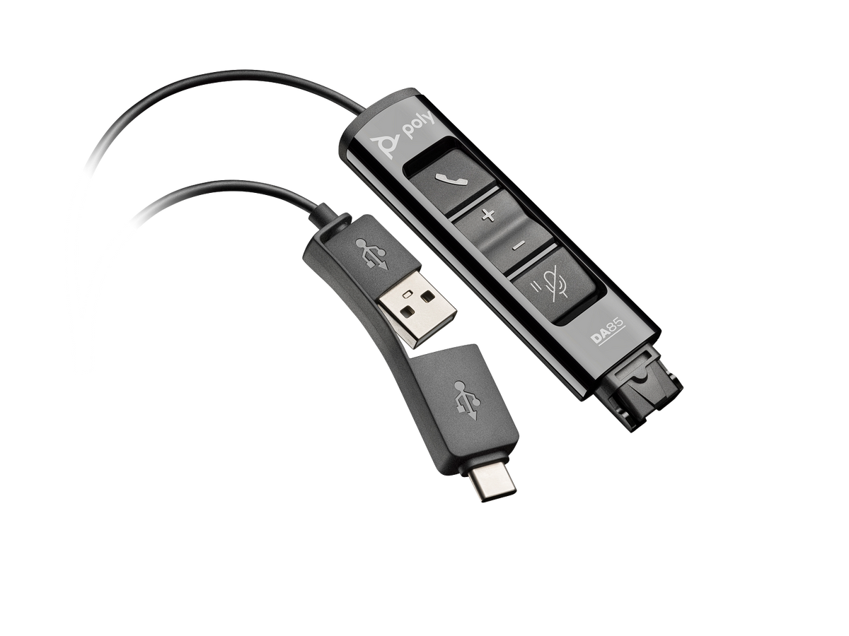 Poly - DA85 UC USB-to-Headset QD Audio Processor (4 pin) (inline controls) (USB-A and USB-C)