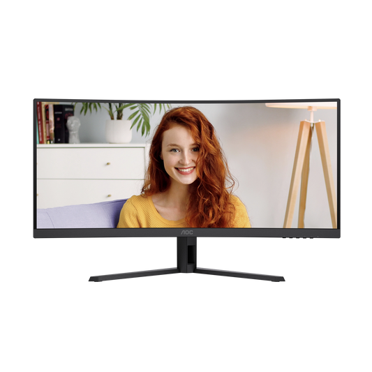 AOC-CU34B3E B3 Monitor|34 Inch Curved|4ms (GtG)|VA LCD|3440*1440 120Hz|300nits|HDR10|HDMI+DP|Internal PSU|3YR.