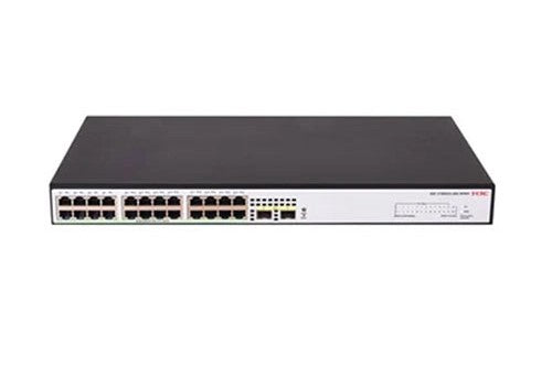 H3C SMB S1600V2-26S-HPWR Layer 2 Ethernet Switch with 24x 10/100/1000Mbps Ethernet PoE+ Ports and 2x 10Gbps SFP+ Ports, 370W PoE+ Capacity, AC PSU