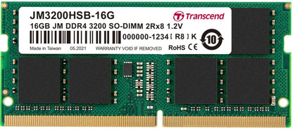 TRANSCEND JET MEMORY 16GB DDR4-3200 NOTEBOOK SO-DIMM 2RX8 CL22
