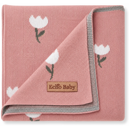 Echo Baby Knitted Blanket - Rose Pattern (Pink)