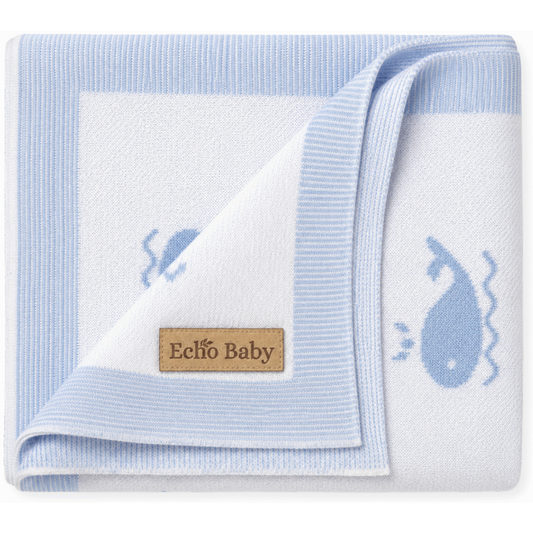 Echo Baby Knitted Blanket - Whale Pattern