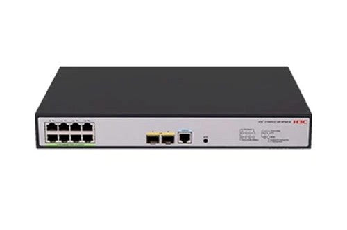 H3C SMB S1850V2-10P-HPWR-EI Layer 2 Ethernet Switch with 8x 10/100/1000Mbps Ethernet PoE+ Ports and 2x 1Gbps SFP Ports, 125W PoE Capacity, AC PSU