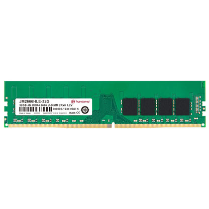 TRANSCEND 32GB JET MEMORY DDR4 2666MHZ DESKTOP UDIMM 2RX8 2GX8 CL19