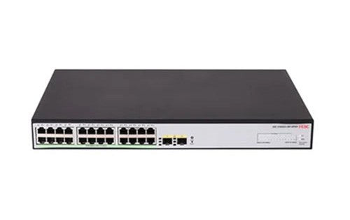 H3C SMB S1600V2-26P-HPWR Layer 2 Ethernet Switch with 24x 10/100/1000Mbps Ethernet PoE+ Ports and 2x 1Gbps SFP Ports, 370W PoE+ Capacity, AC PSU