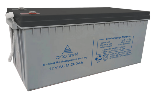 Acconet 12V AGM 200Ah Deep Cycle Battery | AC-BAT-VRLA-12V200AH