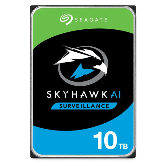 Seagate Skyhawk AI ST10000VE001. 10TB 3.5'' HDD Surveillance Drives; SATA 6GB/s Interface; 256MB Cache; RPM: 7200; 512e