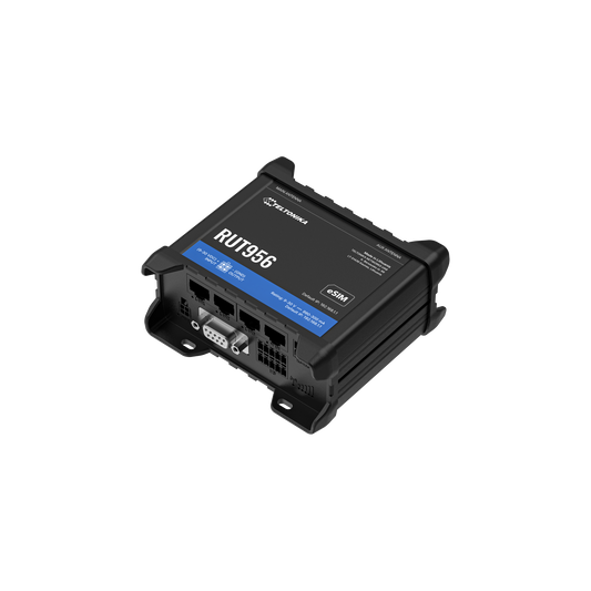 Teltonika RUT956 LTE Cat 4 GNSS antenna OR DinRail Industrial Router,Dual-SIM, Wi-FI 4, 1 x WAN(100Mbps), 3 x LAN(100Mbps), MQTT, MODBUS RS232/RS485/USB, 1 x I/O IN, 1 x I/O OUT