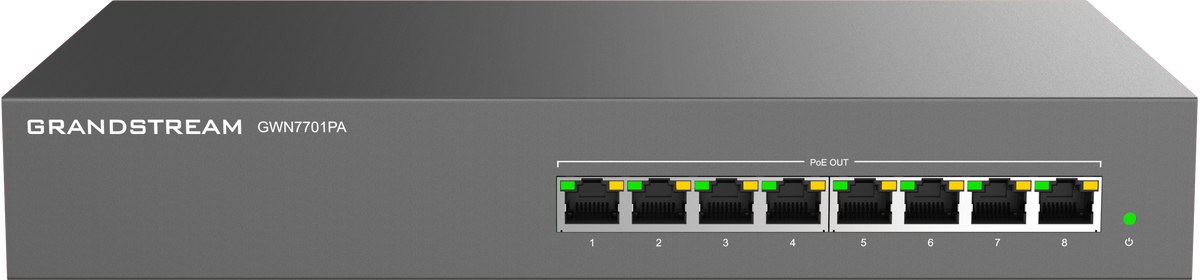Grandstream Enterprise 8 port Unmanaged GbE PoE Switch - 145W | GWN7701PA