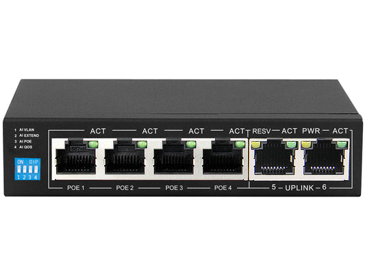 6 Port Fast Ethernet 4 PoE 60W Switch