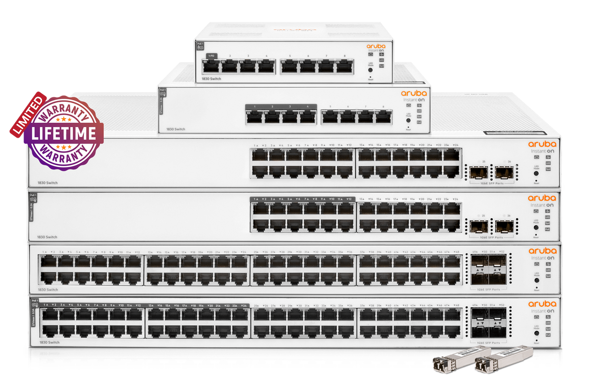 HPE Networking Instant On 1830 24 port Gb 12 port POE 195W Switch | ARU-IO-SW183024G-195W