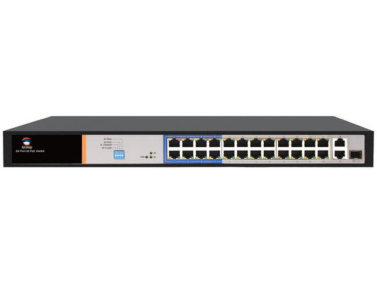 24 Port Fast Ethernet PoE 250W 2 Gigabit 1SFP Switch