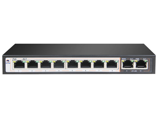8 Port Fast Ethernet PoE 96W 2 Gigabit Switch