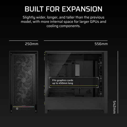 FRAME 5000D RS Mid-Tower PC Case; 4x RS 140 PWM Fans; 2x 2.5'' ; 1x 3.5''; Black.