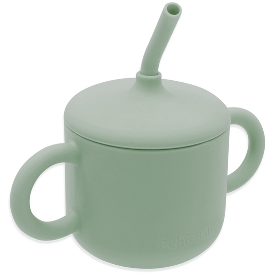 Echo Baby Silicone Training Cup with Straw - Sage