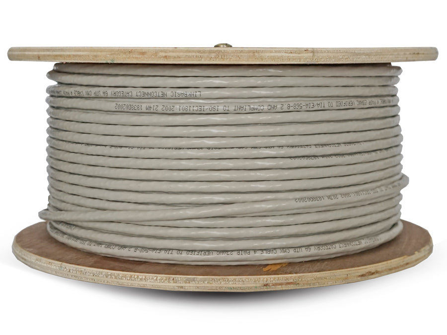 Linkbasic 100m Drum Cat6a Solid Grey UTP Cable