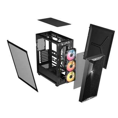 3200D RS ARGB Mid-Tower PC Case; 3x RS120 ARGB fans incl - Black.