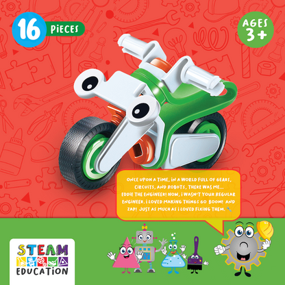 Edu-matic Flexi Build Mini Kit - Motobike - 16 pcs