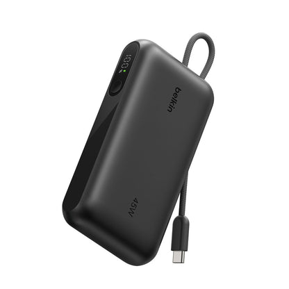 Belkin - UltraCharge Power Bank 10 000 mAh 45 Watt, Battery Pack with Integrated Cable and Digital Display - Black