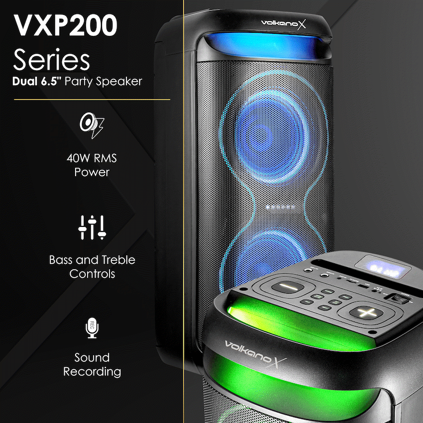 VolkanoX VXP200 Dual 6.5" Party Speaker - Black