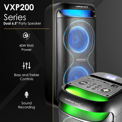 VolkanoX VXP200 Dual 6.5" Party Speaker - Black