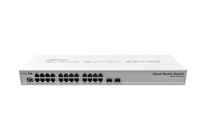 Mikrotik Cloud Router Switch 326-24G-2S+RM with 800MHz CPU, 512MB RAM, 24xGigabit LAN, 2xSFP+ cages, RouterOS L5 or SwitchOS (dual boot), 1U rackmount case, PSU