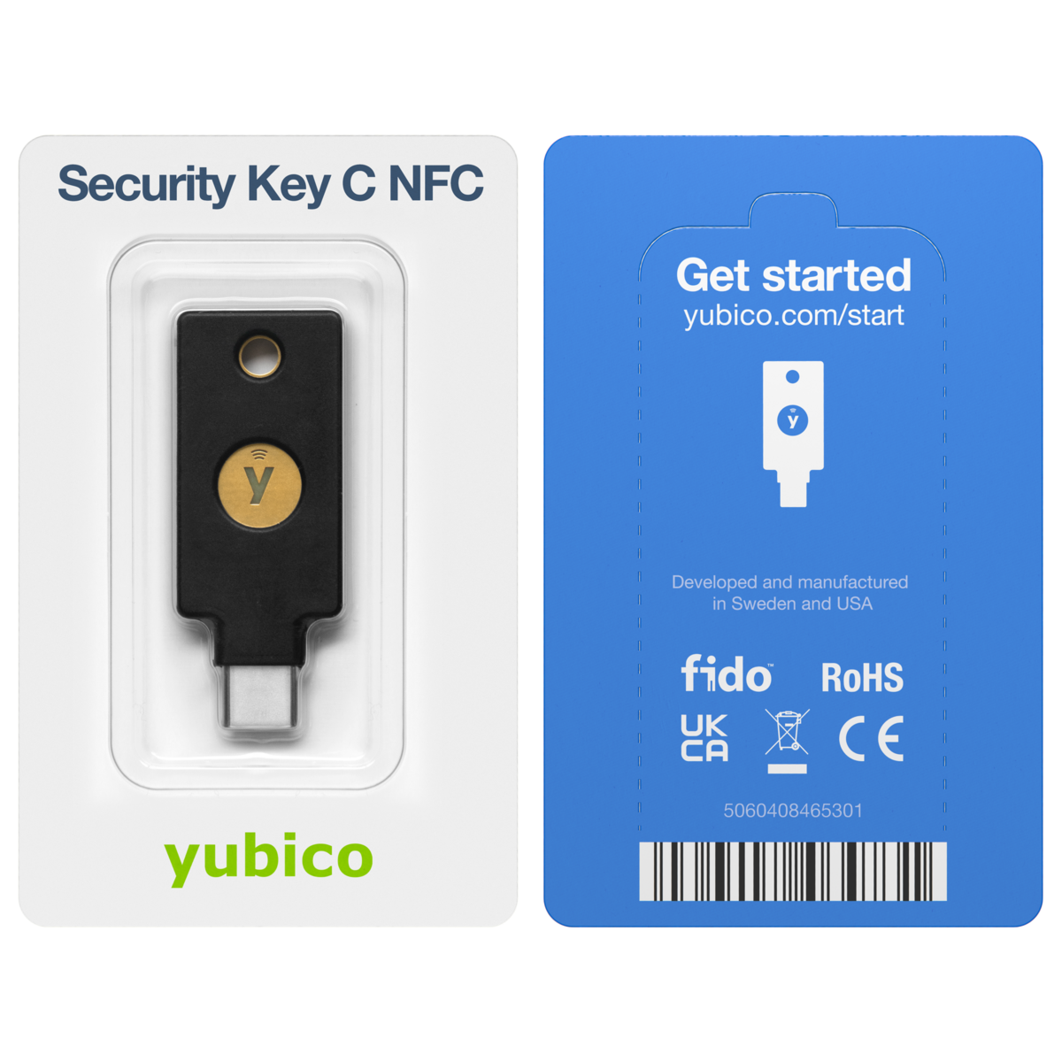 Yubico - Security Key C - USB-C - Black NFC - Basic Compatibility - Multi-Factor authentication (MFA) Security Key, Connect via USB-C or NFC, FIDO Certified