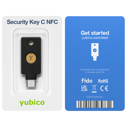Yubico - Security Key C - USB-C - Black NFC - Basic Compatibility - Multi-Factor authentication (MFA) Security Key, Connect via USB-C or NFC, FIDO Certified