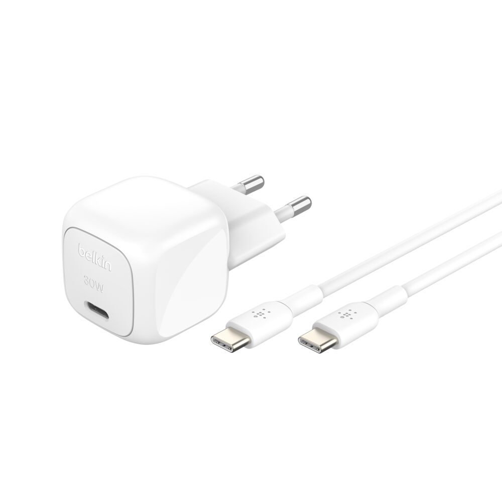 Belkin - BoostCharge 30 Watt USB-C Wall Charger with Cable - White