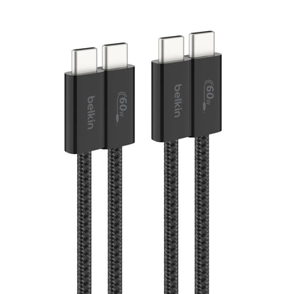 Belkin - USB-C to USB-C 60 Watt Braided Cable 1.5 Meter - Black - 2 Pack