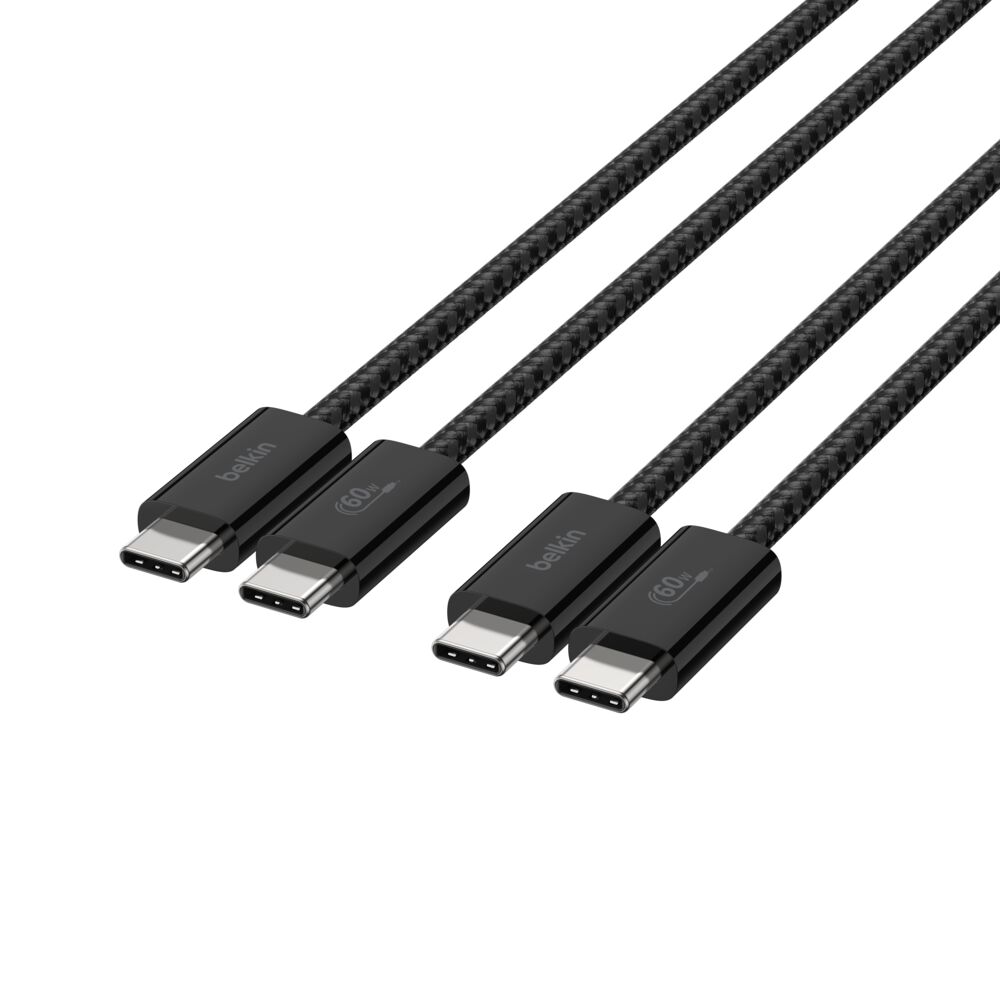 Belkin - USB-C to USB-C 60 Watt Braided Cable 1.5 Meter - Black - 2 Pack