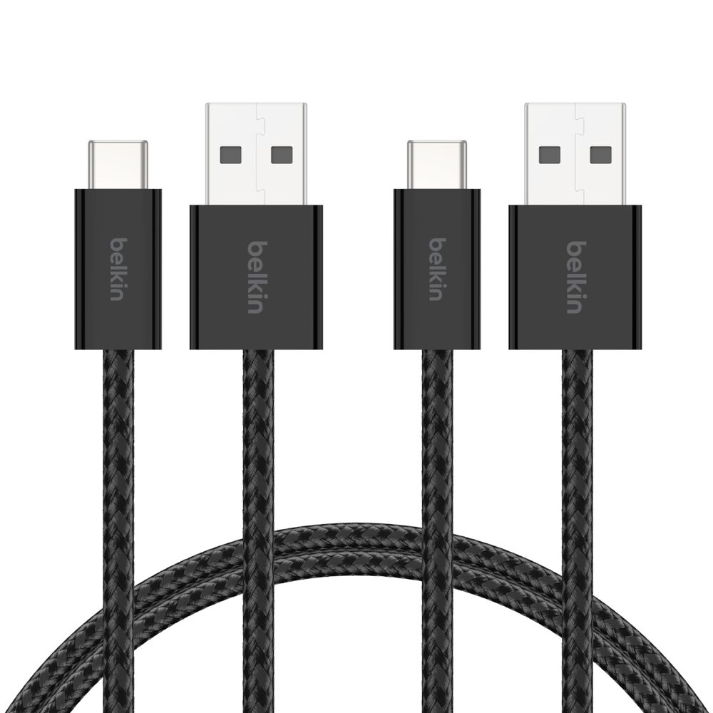 Belkin - BoostCharge USB-A Cable to USB-C Braided Cable 1.5 Meter - 2 Pack - Black