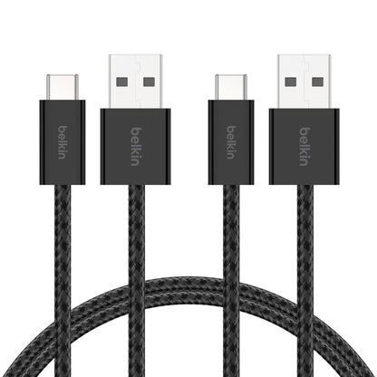Belkin - BoostCharge USB-A Cable to USB-C Braided Cable 1.5 Meter - 2 Pack - Black