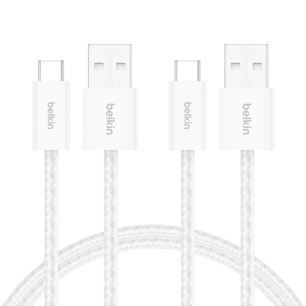 Belkin - BoostCharge USB-A Cable to USB-C Braided Cable 1.5 Meter - 2 Pack - White