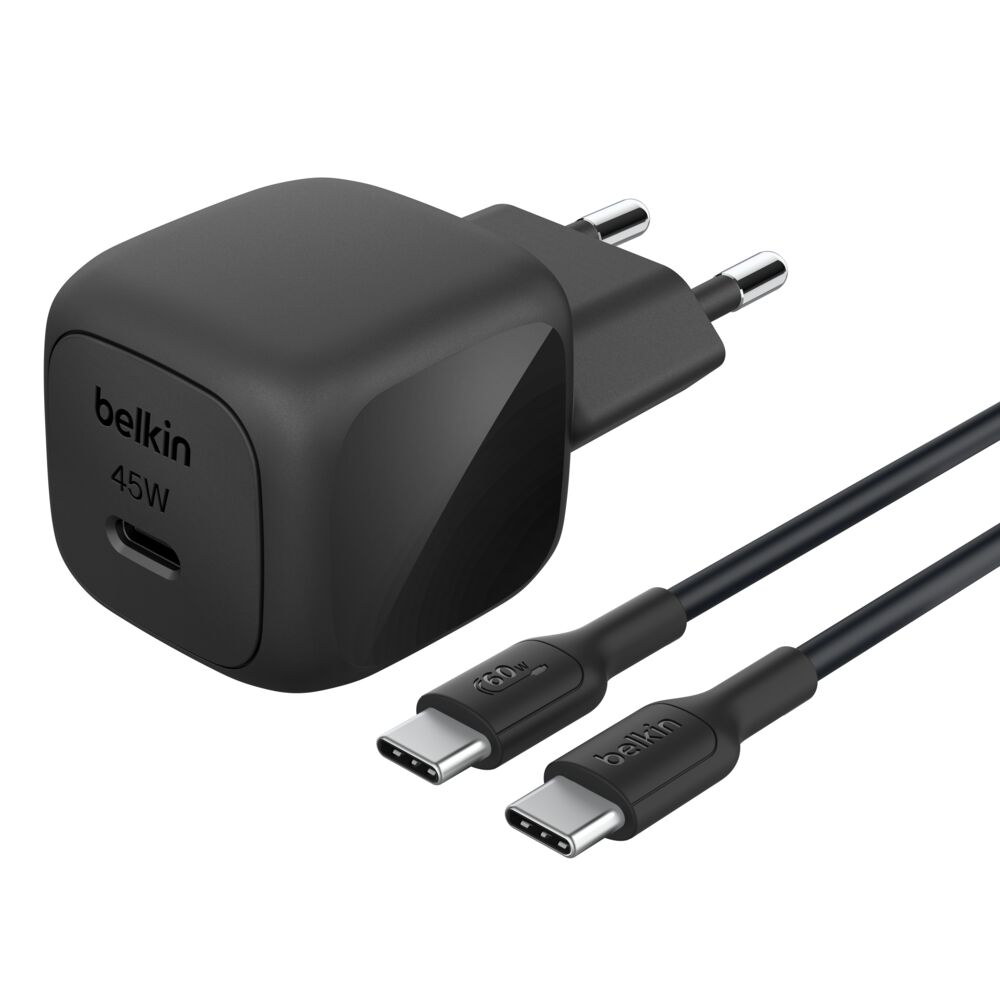 Belkin - BoostCharge 45 Watt USB-C Wall Charger with Cable - Black