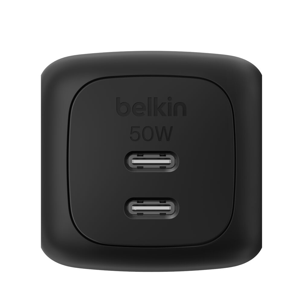 Belkin - BoostCharge 50 Watt 2 x USB-C Ports Dual Port GaN Charger - Black