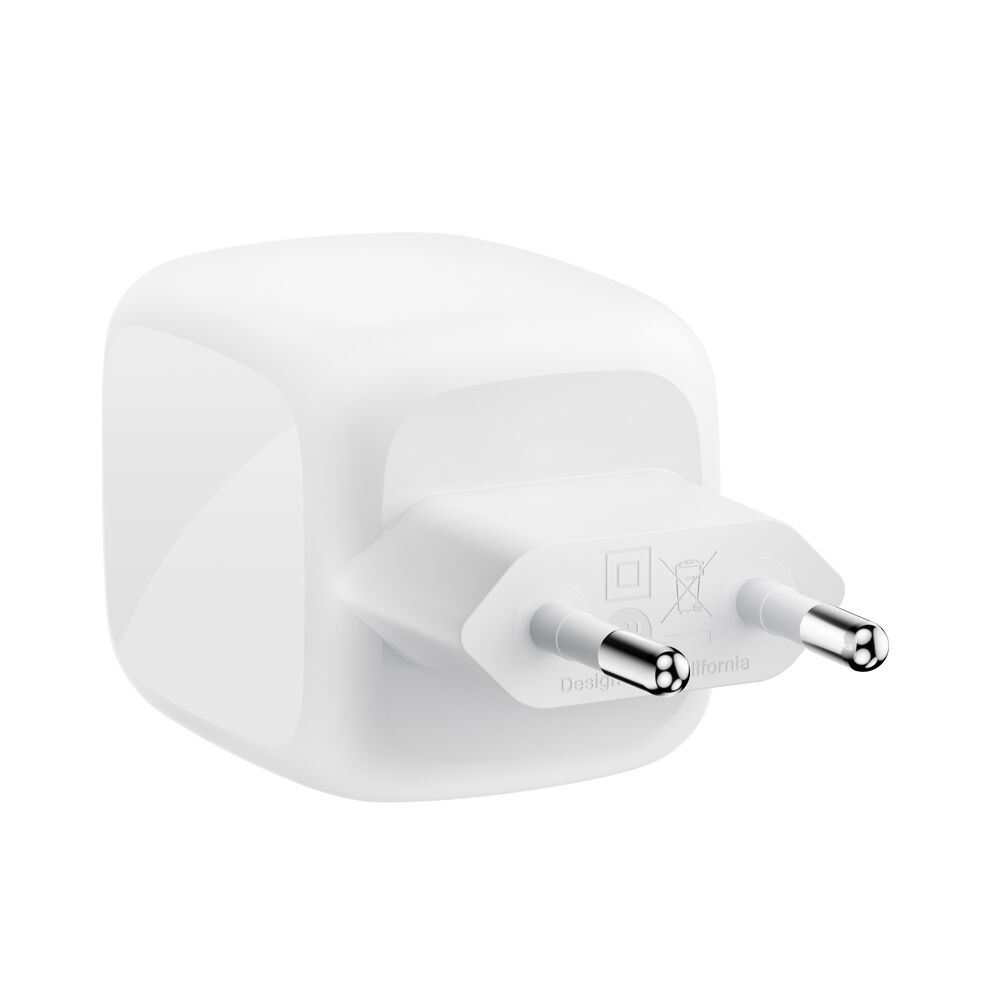 Belkin - BoostCharge 67 Watt 2 x USB-C Ports Dual Port GaN Charger with Cable - White