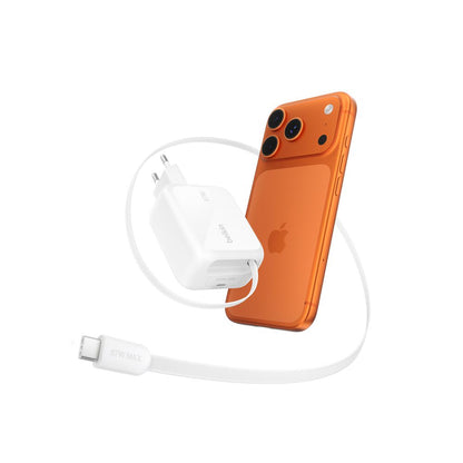 Belkin - BoostCharge Dual - USB-C 67 Watt Wall Charger With Rectractable USB-C Cable - White