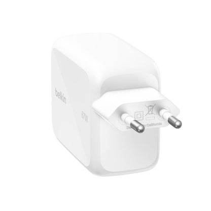 Belkin - BoostCharge Dual - USB-C 67 Watt Wall Charger With Rectractable USB-C Cable - White