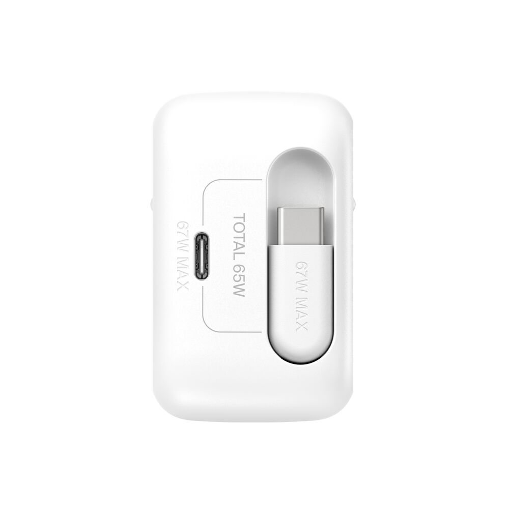 Belkin - BoostCharge Dual - USB-C 67 Watt Wall Charger With Rectractable USB-C Cable - White