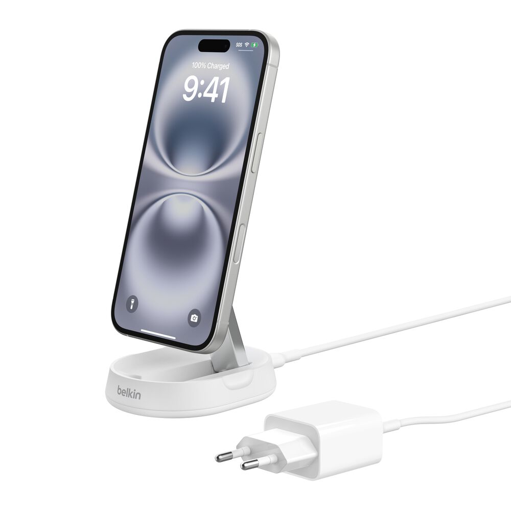 Belkin - BoostCharge Pro..Convertible Magnetic Wireless Charging Stand with Qi2 15W - 20W USB-C Power Supply included - White
