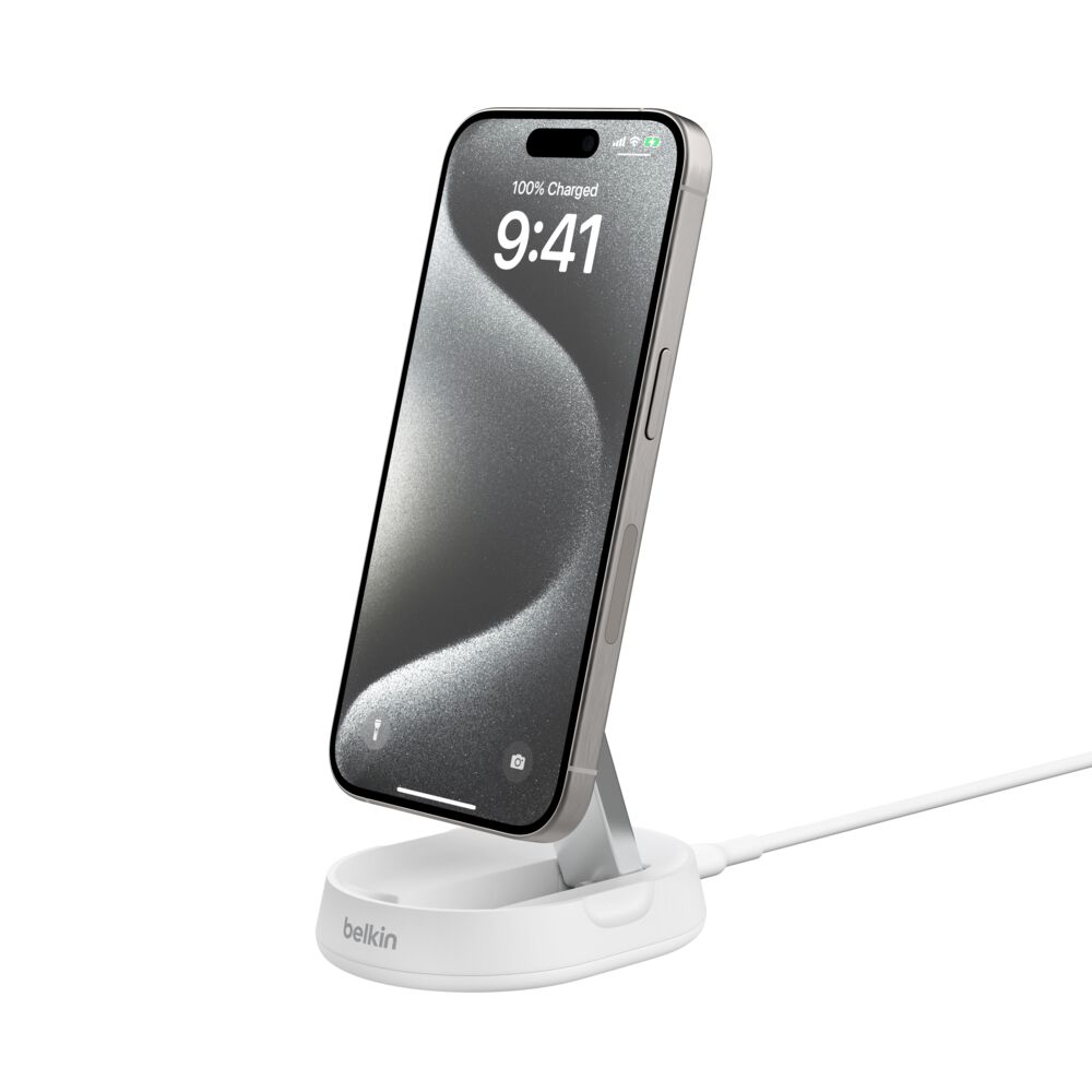 Belkin - BoostCharge Pro..Convertible Magnetic Wireless Charging Stand with Qi2 15W - 20W USB-C Power Supply included - White