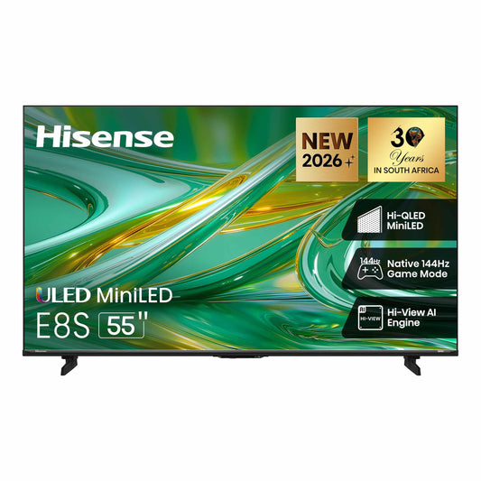 HISENSE LEDN55E8S 55 inch TV | Hi-QLED MiniLED | Native 144Hz Game Mode | 240HSR | Built-in Subwoofer | Total HDR Solution