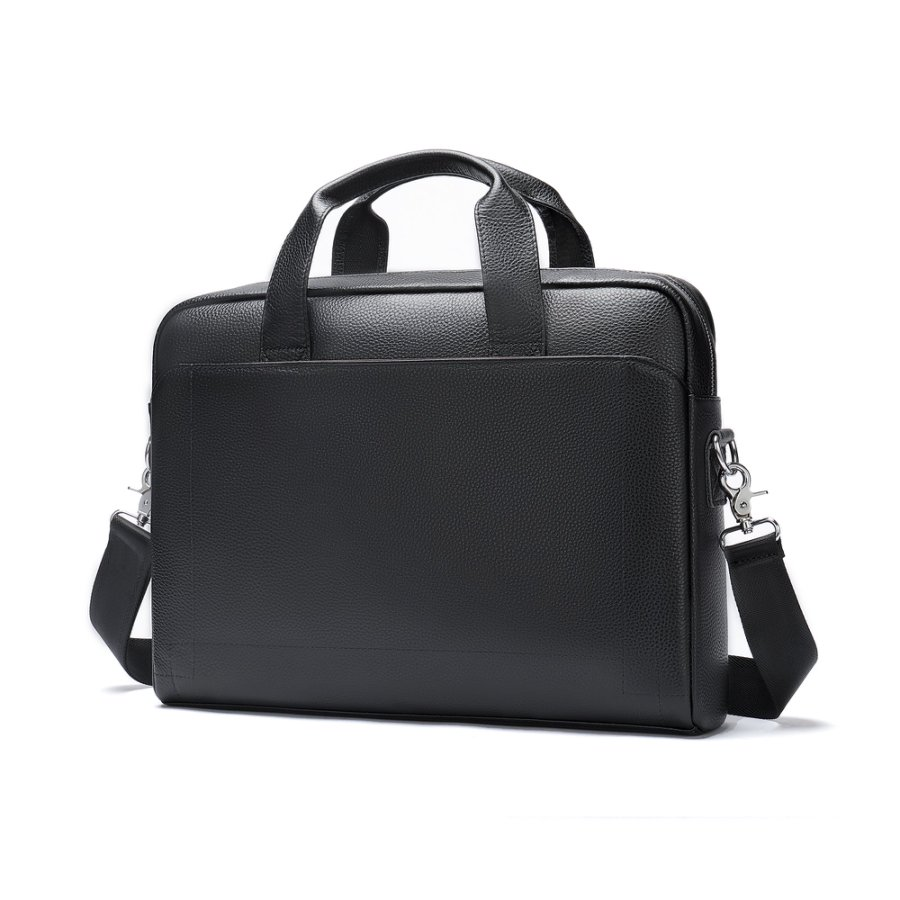 Tuff-Luv - Genuine Leather Laptop Bag - Fits Laptops 13"/14"- 15.6" - Black Leather