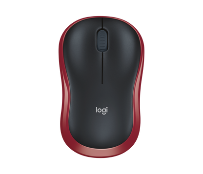 Logitech Wireless Mouse M185 (RED) Nano USB receiver 3 buttons optical tracking with wheel 10m range