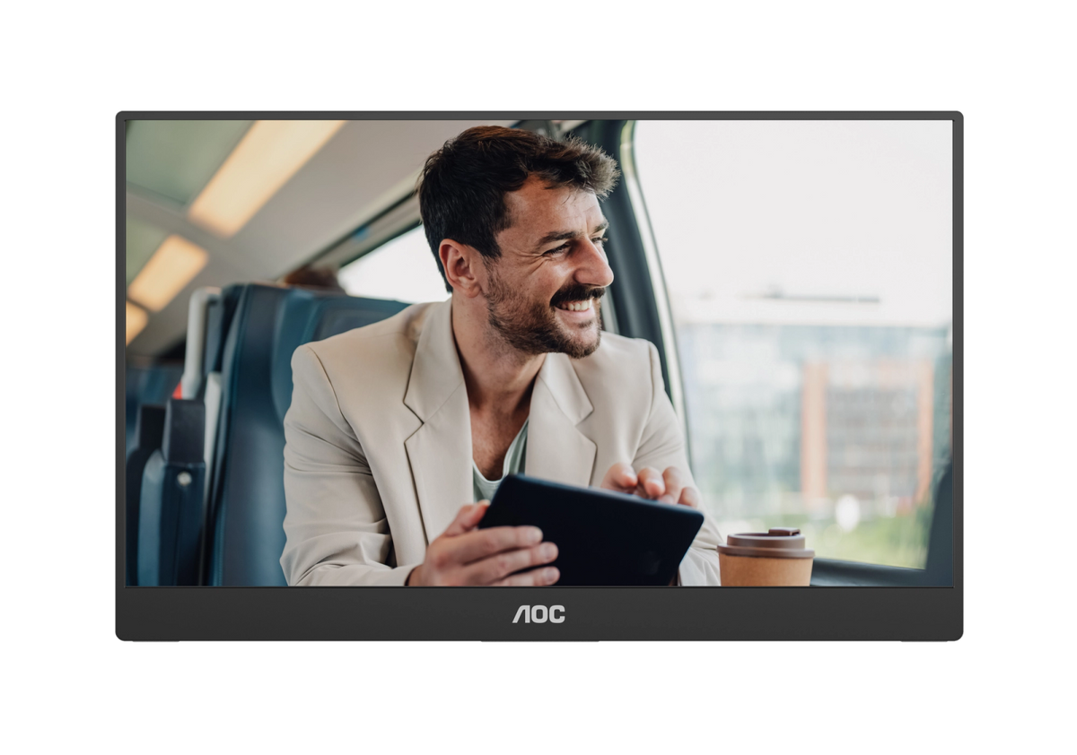 AOC-16T20E2 Portable Monitor|USB C Powered x2|15.6 inch|IPS 1920x1080 60Hz|Mini HDMI|230nits|VESA Mount|Smart Cover|3YR Warranty