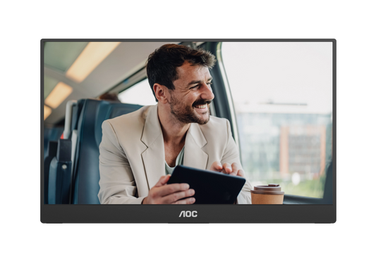 AOC-16T20E2 Portable Monitor|USB C Powered x2|15.6 inch|IPS 1920x1080 60Hz|Mini HDMI|230nits|VESA Mount|Smart Cover|3YR Warranty