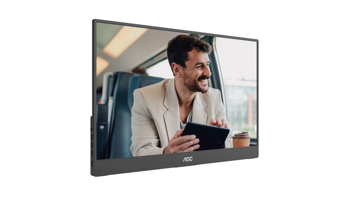 AOC-16T20E2 Portable Monitor|USB C Powered x2|15.6 inch|IPS 1920x1080 60Hz|Mini HDMI|230nits|VESA Mount|Smart Cover|3YR Warranty